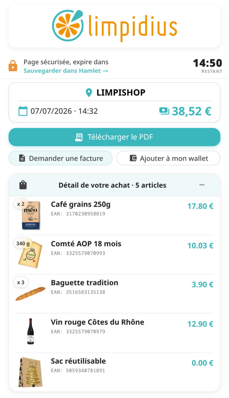 WebReceipt enrichie par Phil Goods